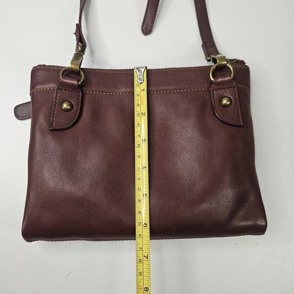 Hobo Merlot Crossbody Bag Strap Faux Leather Womens Handbag Purse Multi Comparts - Picture 9 of 11